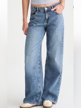Aeropostale High Rise Wide Leg Blue Baggy Non Stretch Vintage Inspired Jeans